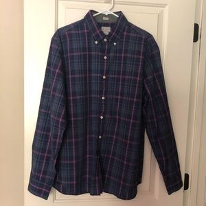 J. Crew men’s  blue plaid button down shirt